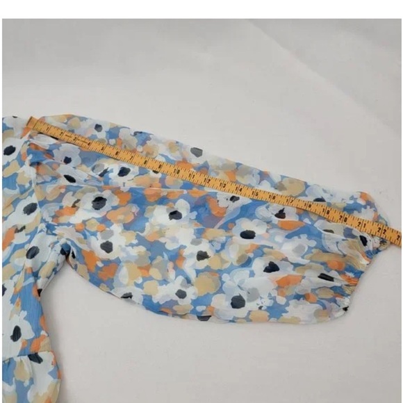 JOIE Womens XL Dress Midi Floral Fields Tiered Prairie Boho V Neck Sheer Sleeves - Picture 8 of 9